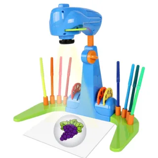 Children's Drawing Projector Toys Set with 32 Cartoon Slides and 12 Color Brushes for 3-6 Years Old Creative Painting Ki