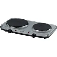ELTAC Doppelkochplatte DK 28 silber, Gussheizplatte 145 mm Ø 1000 W, Gussheizplatte 180 mm Ø 1500 W