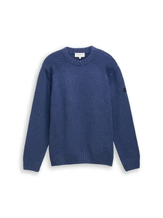 Tom Tailor - Strickpullover mit Ripp-Details ocean blue melange - Gr. - XXXL