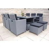 Ragnarök Möbel-Design Garten-Essgruppe Heimdall Esstisch Set 6+4, (Set, Polyrattan, Alu), klappbare Rückenlehne, Würfelsystem