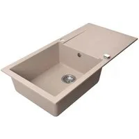 QLS Küchenspüle NELI 100x50 cm, aus Granit mit Abtropffläche + Siphon