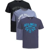 Jack & Jones Print-Shirt Bequemes Slimfit Shirt (Spar-Set, 3er-Pack) in Unifarbe mit Print