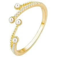 The Beauty House Fingerring Damen Verlobungsring goldfarbiger Ring mit Perlen und Zirkonia