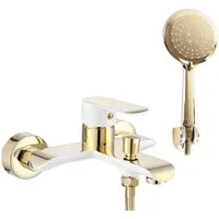 wohnwerk.idee Wannenarmatur Badewannenarmatur Wasserhahn Badewanne Weiß Schwarz Gold Chrom Weiß