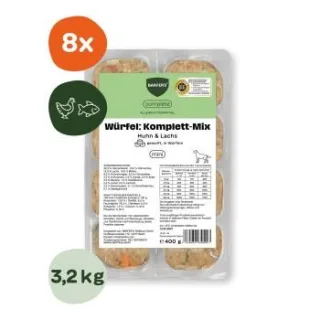 BARFER'S Würfel: Komplett-Mix Huhn & Lachs 8x400 g