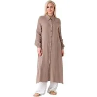 WENOR Longtunika Musselin 130cm lang Kokosknopf 100% Baumwolle Modest Look 36-50