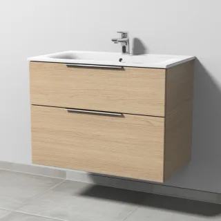 Sanipa 3way Waschtischunterbau zu Geberit Renova Plan Slim Waschtisch mit 2 Auszügen, Eiche-Nordic UM68748