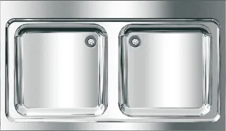 KWC Aquarotter Gewerbespüle, MAXIMA, Edelstahl, 2 Becken, 1200x432x700 mm, 2000057561 2000057561