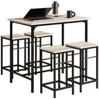 SoBuy Bartisch OGT11, Essgruppe Küchentisch Set für Esszimmer Balkon Garten, Bartisch Set 5-teilig Esstisch Bistrotisch mit 4 Stühlen Sitzgruppe