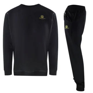 Aquascutum - Iconic Crest - Schwarzes Trainingsset Mit Rundhalsausschnitt
