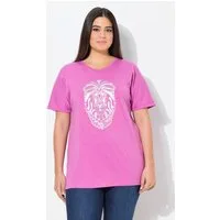 Ulla Popken T-Shirt T-Shirt Tiermotiv Oversized V-Ausschnitt Halbarm