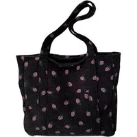 NEXORA Umhängetasche Cord Schultertasche Damen mit Erdbeer-Print Shopper mit Reißverschluss, Schultertasche, Cordtasche, Shopper, Reißverschluss