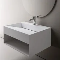 Bernstein Waschtisch TWG71 60cm Weiß matt, Wandwaschbecken mit Ablagefach und Ablaufrinne