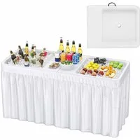 COSTWAY Campingtisch, 151cm Kühltisch klappbar mit Doppelbecken, bis 100kg