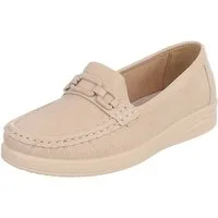 Ital-Design Damen Mokassin Slipper mit Zierriegel und Komfortsohle Slipper (91849482) Keilabsatz/Wedge Mokassins in Beige