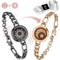 MOPUEA Bettelarmband Intelligentes Sensorarmband Armband Interaktives smart Paararmbänder (Bluetooth-Verbindung mit Vibration und Lichtsignal), Romantisches Design mit Sonnen- und Mondmotiv