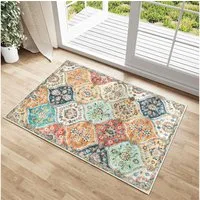 GarveeMore Teppich MosaikBlüte, rechteckig, Höhe: 5 mm, Mix aus Orient-, Boho- und modernem Wohnstil im Light-Luxury-Look