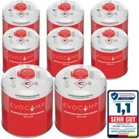 EVOCAMP Gaskartusche 8x Propan Butan 450g, Schraubkartusche Eurogewinde 7/16", Zubehör für Weber Grills Q100-1200-Serien, 8 St.