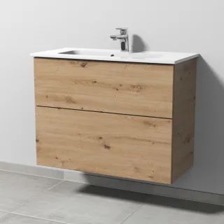 Sanipa 3way Waschtischunterbau zu Duravit ME by Starck Waschtisch mit 2 Auszügen, Eiche Natural-Touc SM72385