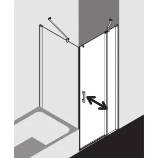 Kermi Pega Pendeltür 1-flügelig mit Festfeld PE1NR08318VAK 83x185cm, silber hochglanz, ESG klar, rechts, auf Duschplatz