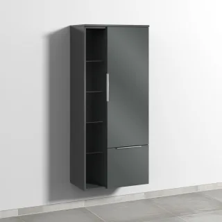 Sanipa 3way Stauraumschrank mit 1 Tür, 1 Auszug und offenen Fächern, Anthrazit-Glanz UF18379
