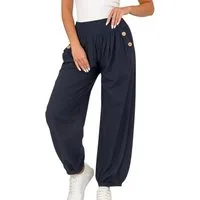 Mississhop Haremshose Damen Baumwolle Aladinhose Unifarbe Hose Sommerhose M.297