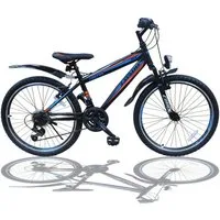 Talson Mountainbike 26 Zoll Fahrrad mit, 21 Gang Shimano, Kettenschaltung, mit Beleuchtung nach StVZO und Gabelfederung Schwarz