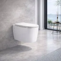 welltime Tiefspül-WC Vigo, wandhängend, Abgang waagerecht, spülrandlose Toilette aus Sanitärkeramik, inkl. WC-Sitz mit Softclose