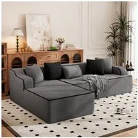 PHI VILLA Ecksofa, Boneless Couch 3-7 Sitzer, L Form Modulares Sofa Wohnzimmer Cord Keine Montage