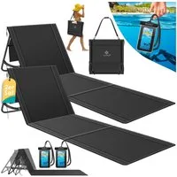 KESSER Gartenliege Strandmatte klappbar mit verstellbarer Rückenlehne max. 130 kg, 2 St., Strandliege mit Tragegurt, wasserdichter Handyhülle & Tragetasche, Sonnenliege faltbar für Strand, Garten & Terrasse Liegematte
