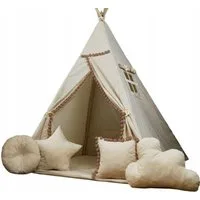 Pamek Tipi-Zelt Basic, Kinder Spielzelt, Teepee, Zelt mit Fenster, Tipizelt, Spielset, Personen: 2 (9 tlg), Sehr weiches und angenehmes Material
