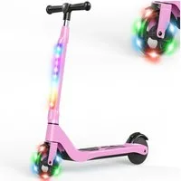 SISIGAD Elektro-Kinderroller E Scooter für Kinder 6-10Jahre, max. 10 km/h, Einstellbare Höhe, Elektroroller mit Bunte LED-Lichter, für Kinder 6-10 Jahren