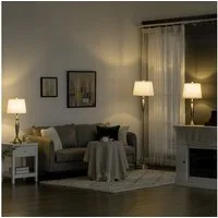 HOMCOM Stehlampe 3-teiliges Stehlampen-Set inkl. 1 Stehleuchte, 2 Tischleuchten, für Wohnzimmer, Schlafzimmer, Silber+Weiß