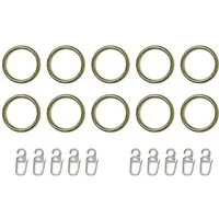 indeko Gardinenring, Gardinenstangen, (Set, 10-St., mit Faltenlegehaken), für Vorhangstangen bis Ø 20 mm