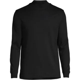 Supima Stehbundshirt für Herren, Classic Fit, Herren, size: regular, Schwarz, Baumwolle, by Lands' End