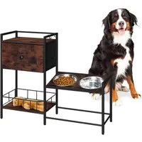 relaxdays Futterstation Hunde mit Stauraum