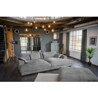 KAWOLA Big-Sofa MADELINE Großes Cordsofa - Entspannung pur - Wohnzimmer Couch, Inklusive Hocker, Zierkissen, legere Polsterung, zeitloses Design