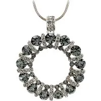 KARMA Lange Kette Pulloverkette Kristalle rund Silber Damen 78 cm (Kristallschmuck Kristallkette, Geschenk für Frauen), Halskette Damenhalskette modern