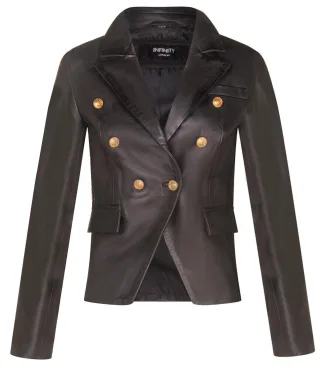 Klassische Damen-Blazerjacke aus Leder im Militär-Stil-Newent