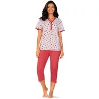 comtessa Schlafanzug Dreamy breeze (Set, 2 tlg., 2-teilig) Damen Pyjama 2-teilig 7/8 Hose geknöpft Baumwolle große Größen