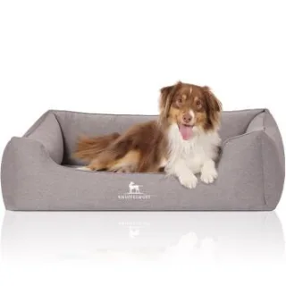 Knuffelwuff Orthopädisches Hundebett Leano aus Velours mit Handwebcharakter grau XXXL
