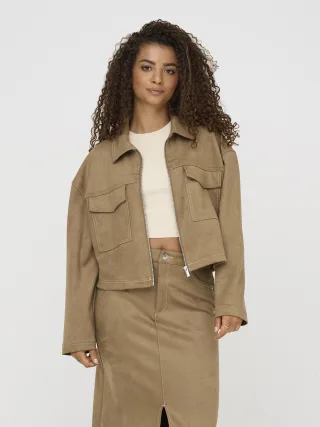 ONLY - ONLSTINA FAUX SUEDE JACKET PNT Cocoa Créme - Gr. - M
