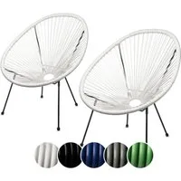 sunnypillow Gartenstuhl Acapulco, gemütlicher Loungesessel für Terrasse, Garten, 2 Stück Weiß