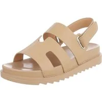 Ital-Design Bequeme Damen Sandalen mit verstellbarem Riemen Riemchensandalette (91512335) Keilabsatz/Wedge Keilsandaletten in Hellbraun