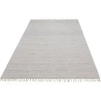 OTTO home Teppich Paul, rechteckig, Höhe: 5 mm, Wendeteppich, Uni, handgewebt, mit Fransen, reine Baumwolle, Läufer