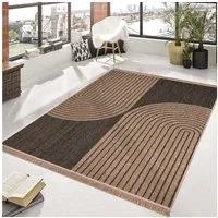 TaraCarpet Teppich Outdoor & Indoor Teppich wetterfest Borneo Premium Sisal-Jute-Optik, rechteckig, Höhe: 7 mm, Balkon Terrasse Wintergarten Welle anthr. Wohnzimmer Esszimmer 160X220