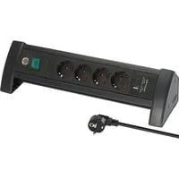 Premium-Office-Line Steckdosenleiste 4-fach, 2x USB, für den Schreibtisch schwarz, 1,8 Meter Kabel, USB-A, USB-C, mit Sicherheitsschalter