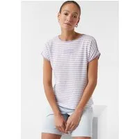 comma Kurzarmshirt T-Shirt Gestreiftes T-Shirt aus Baumwollmix