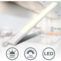 B.K.Licht LED Unterbauleuchte mit Schalter 57x4,9 cm Küche 230V weiß-silber, LED fest integriert, 2700K - Extra-Warmweiß, 3000K Schranklicht flach 10W 1100lm Aluminiumgehäuse Esszimmer Schrank