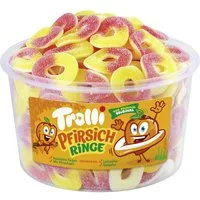 TROLLI Süßigkeit, Trolli Saure Pfirsichringe Schaumgummi Fruchtgummi 150 Stück 1200g